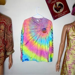 Gildan Heavy 100% Cotton Tie Dye Swirl Long Sleeve Shirt Y2K Tie Dye Sz M